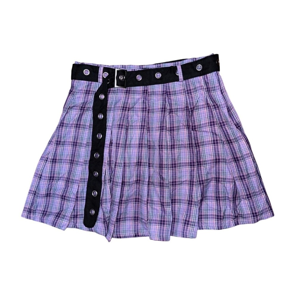 Hot Topic Purple Plaid Pleated Mini Skirt Mall Goth Punk E-Girl Alt Y2K Academia